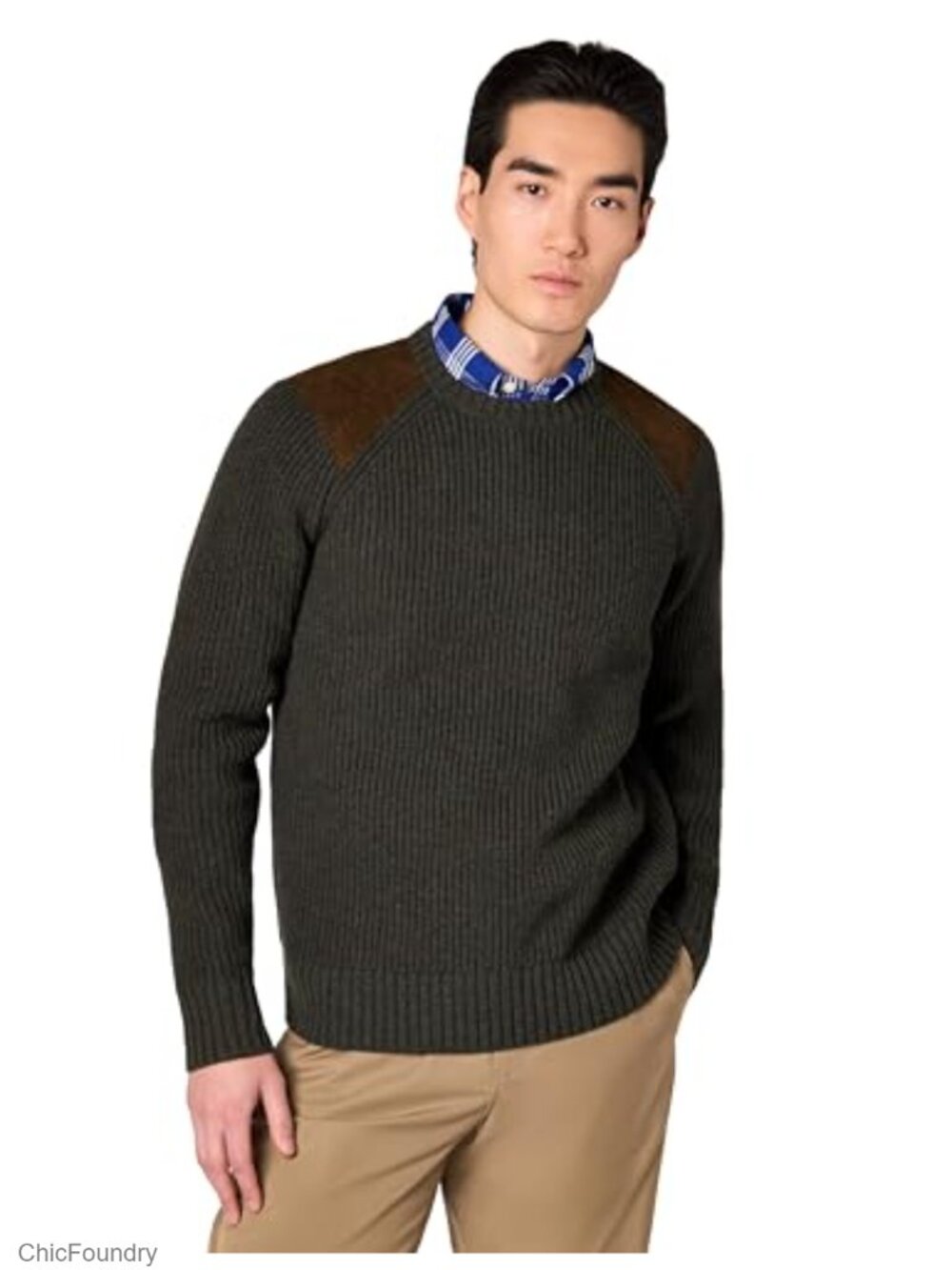 Lambswool English Rib Crewneck Pullover Sweater - Men's